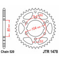 Couronne JT SPROCKETS acier standard 1478 - 520 Couronne JT SPROCKETS acier standard 1478 - 520