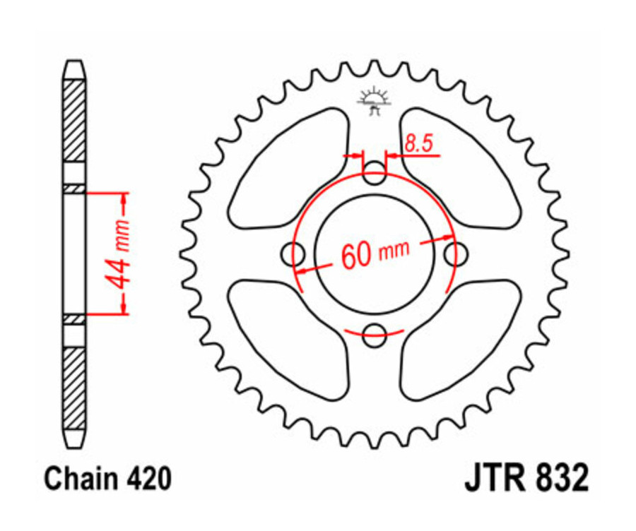 Couronne JT SPROCKETS acier standard 832 - 420 - 1075144006