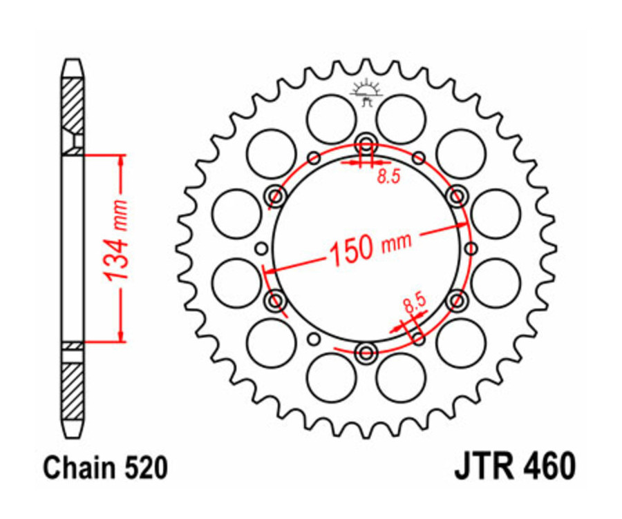 Couronne JT SPROCKETS acier standard 460 - 520 Couronne JT SPROCKETS acier standard 460 - 520