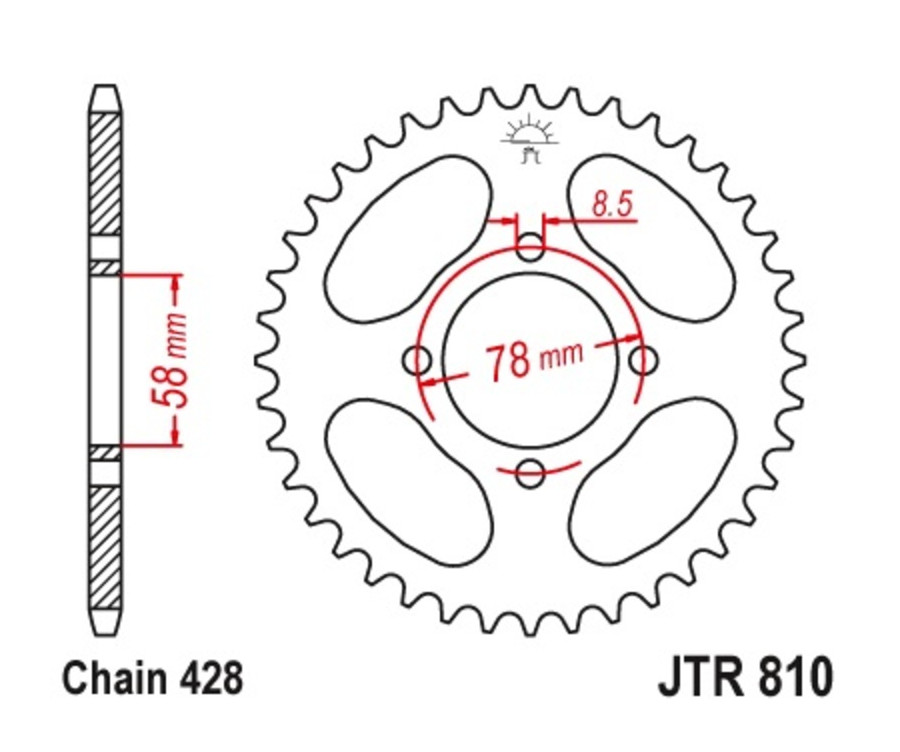 Couronne JT SPROCKETS acier standard 810 - 428 - 1075122005