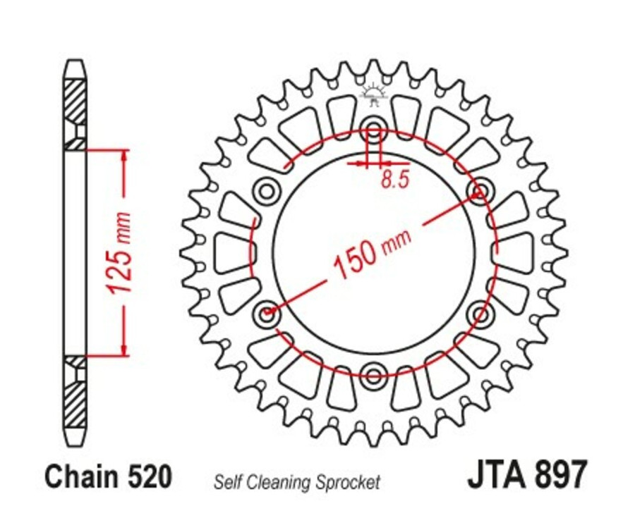 Couronne JT SPROCKETS Racelite aluminium noir 897 - 520 - 1096584001