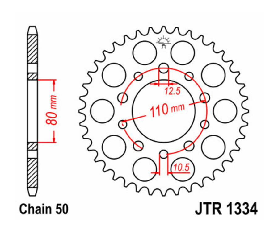 Couronne JT SPROCKETS acier standard 1334 - 530 - 1074904011