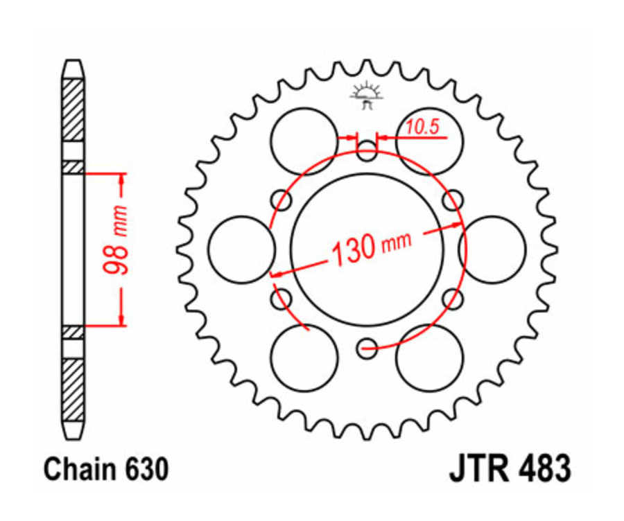 Couronne JT SPROCKETS acier standard 483 - 630 - 1075062002