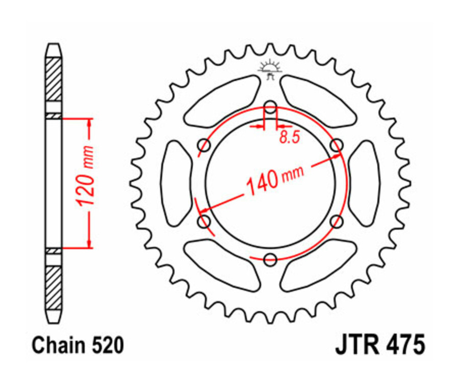 Couronne JT SPROCKETS acier standard 475 - 520 - 1075054001