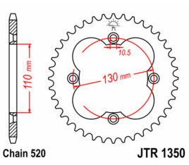 Couronne JT SPROCKETS acier standard 1350 - 520 - 1074908003