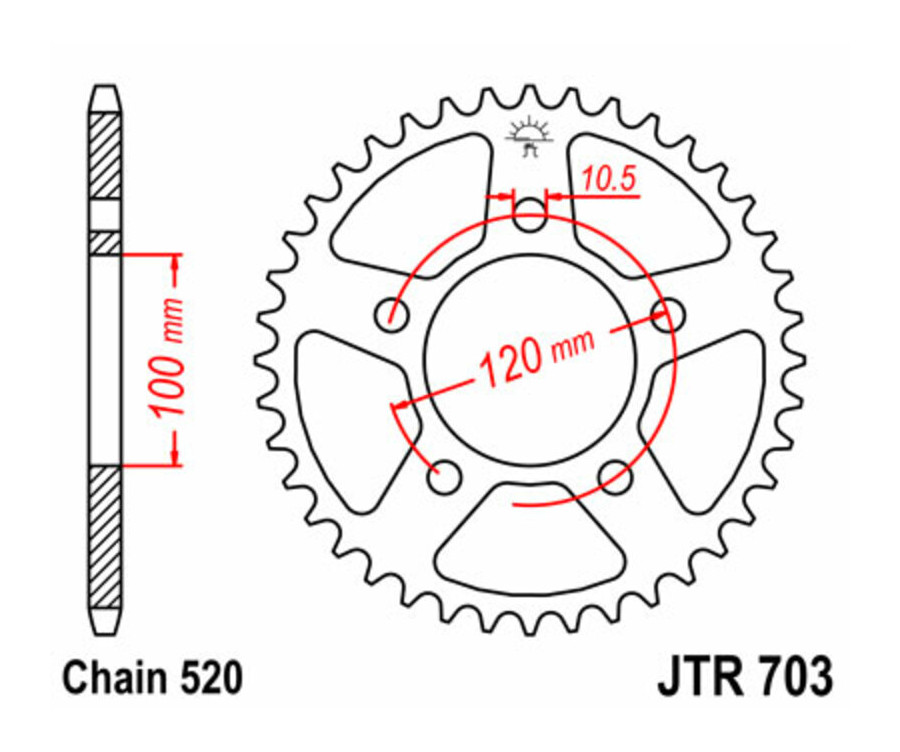 Couronne JT SPROCKETS acier standard 703 - 520 - 1075093001