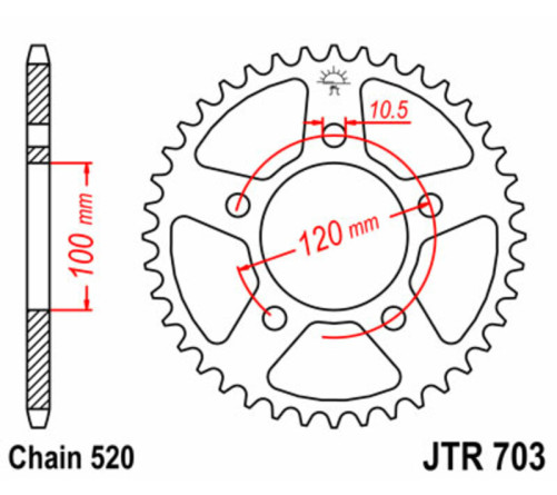Couronne JT SPROCKETS acier standard 703 - 520 - 1075093002