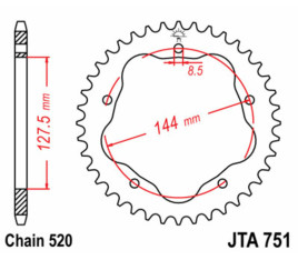 Couronne JT SPROCKETS acier standard 751 - 520