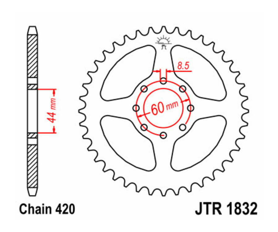 Couronne JT SPROCKETS acier standard 1832 - 420 - 1074955001