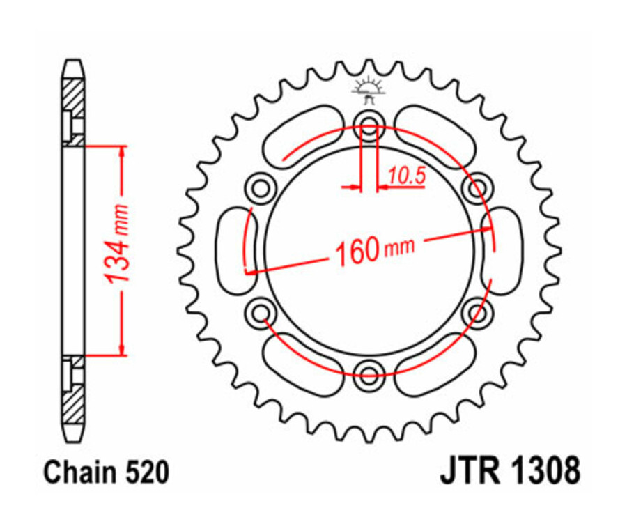 Couronne JT SPROCKETS acier standard 1308 - 520 - 1074898002