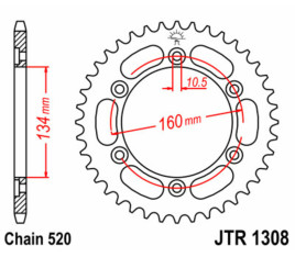 Couronne JT SPROCKETS acier standard 1308 - 520