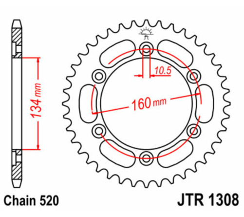 Couronne JT SPROCKETS acier standard 1308 - 520