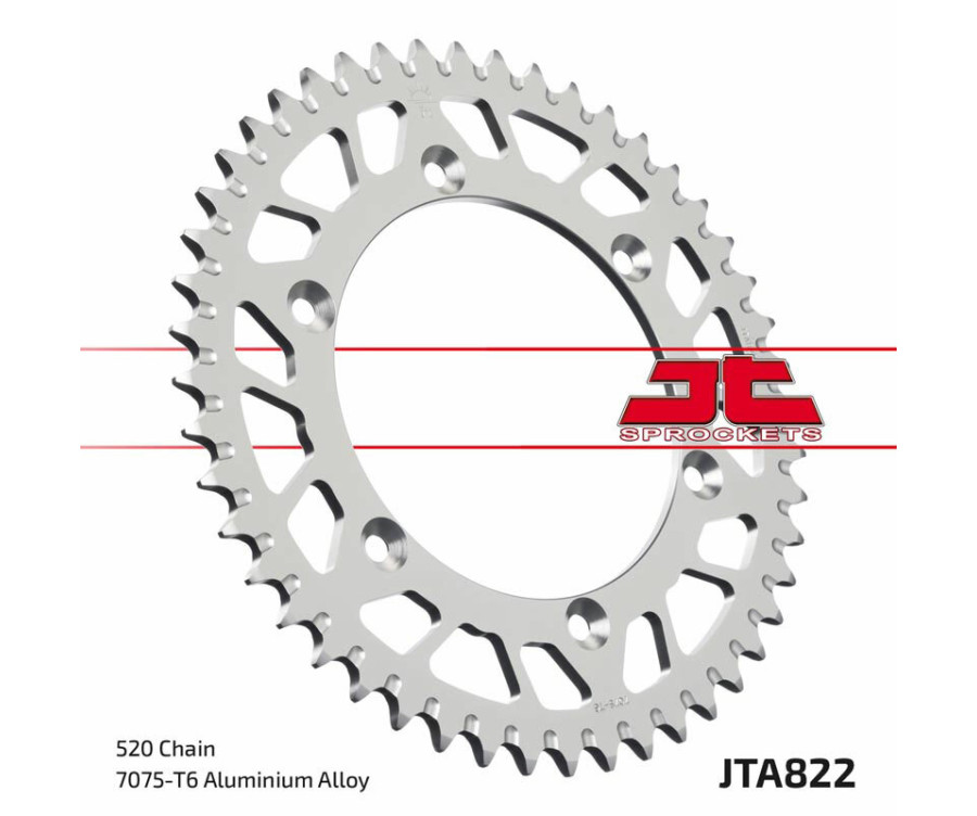 Couronne JT SPROCKETS aluminium ultra-light anti-boue 822 - 520 Couronne JT SPROCKETS aluminium ultra-light anti-boue 822 - 520