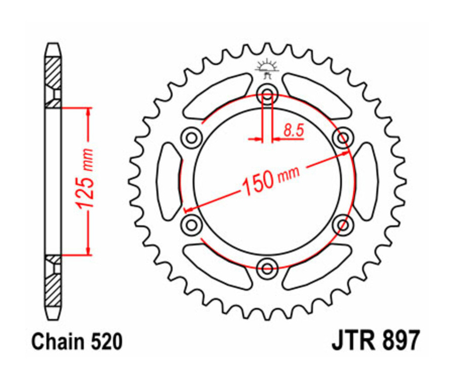 Couronne JT SPROCKETS acier standard 897 - 520 - 1075527004