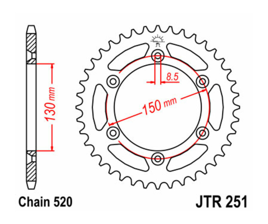 Couronne JT SPROCKETS acier anti-boue 251 - 520 - 1075483003