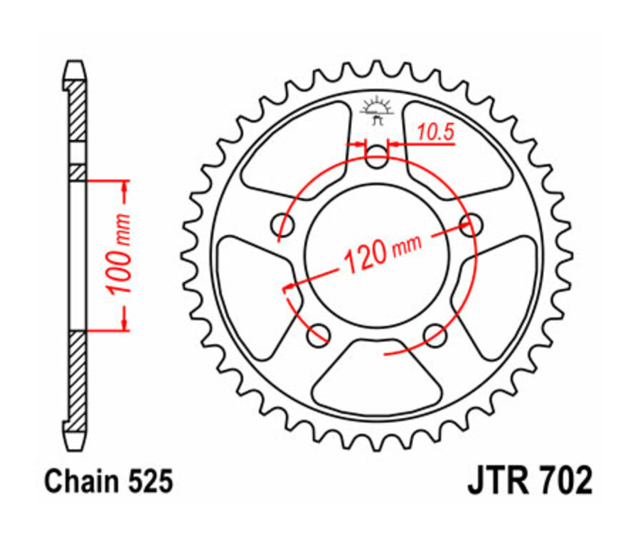 Couronne JT SPROCKETS acier standard 702 - 525 - 1075091003