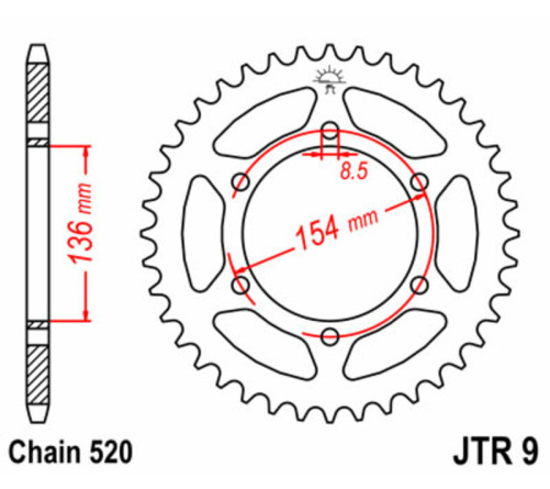 Couronne JT SPROCKETS acier standard 9 - 520 - 1075184001