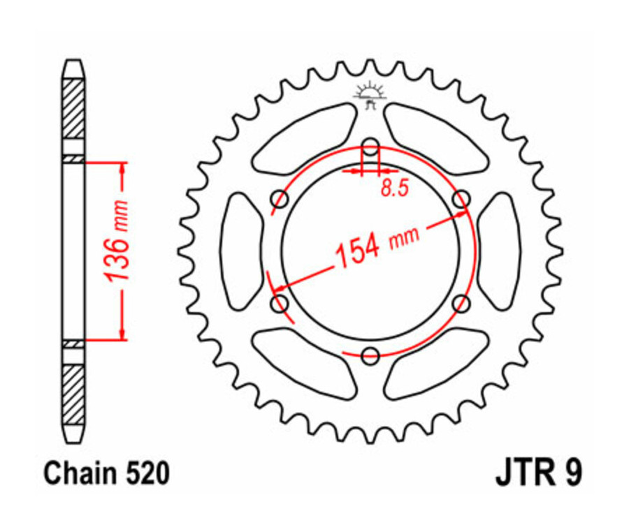 Couronne JT SPROCKETS acier standard 9 - 520 - 1075184001