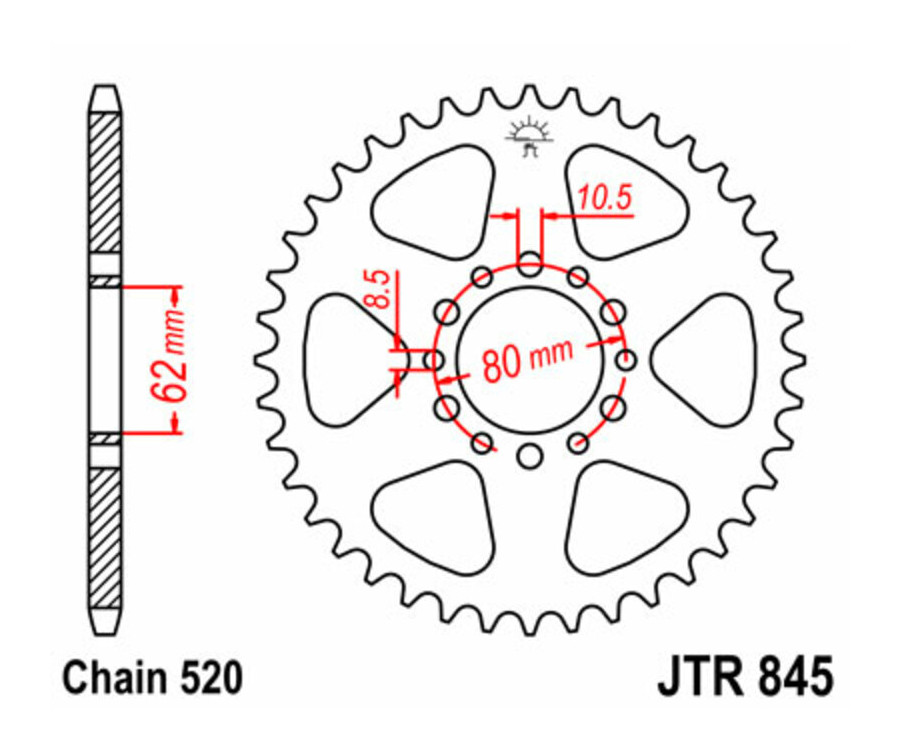 Couronne JT SPROCKETS acier standard 845 - 520 - 1075156004