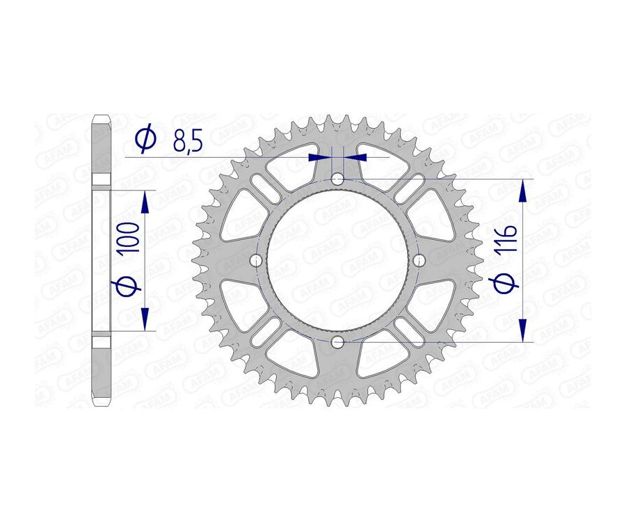 Couronne AFAM aluminium Ultra-Light anti-boue 17104420 - 1074595003