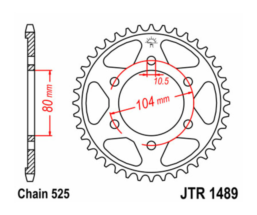 Couronne JT SPROCKETS acier standard 1489 - 525 - 1075503005