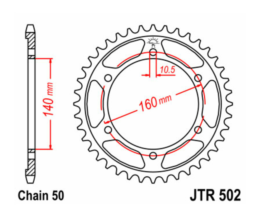 Couronne JT SPROCKETS acier standard 502 - 530 - 1075074003