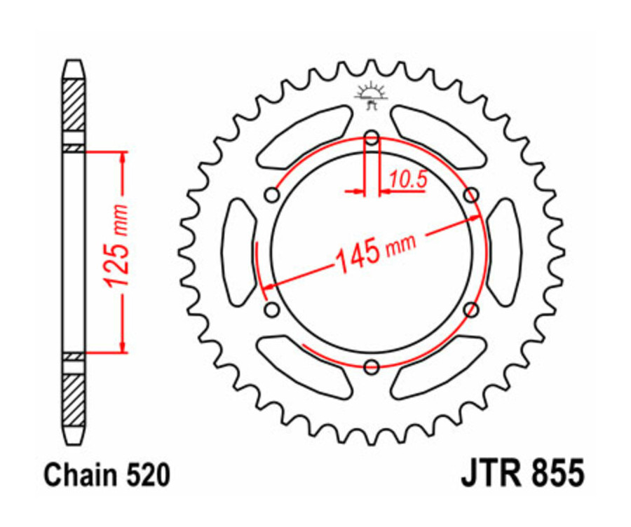 Couronne JT SPROCKETS acier standard 855 - 520 Couronne JT SPROCKETS acier standard 855 - 520
