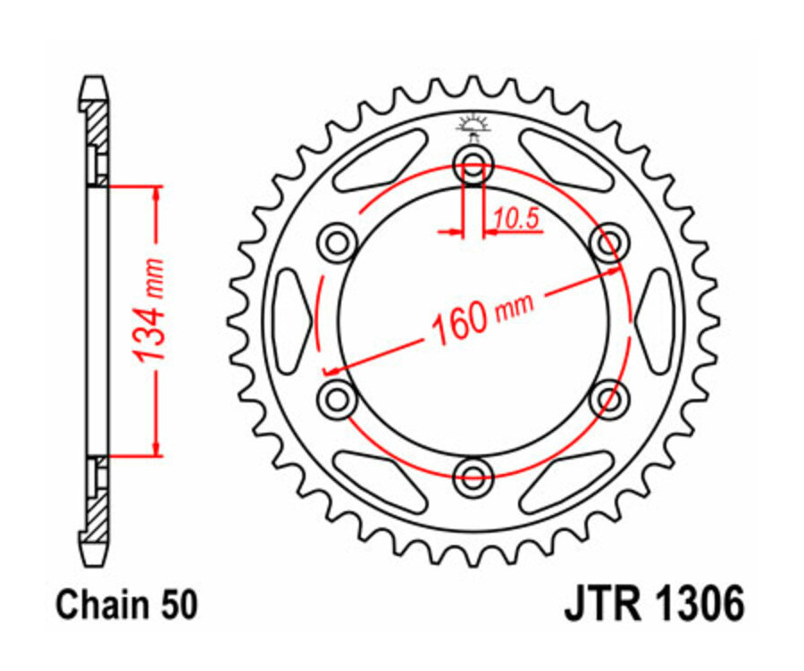 Couronne JT SPROCKETS acier standard 1306 - 530 - 1075497003