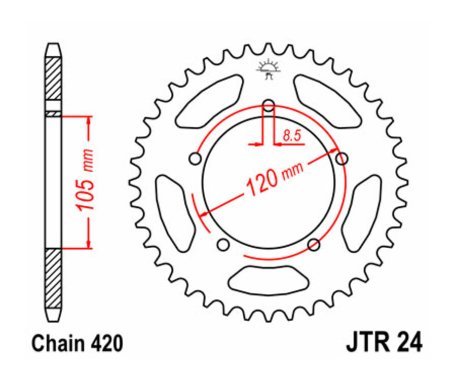 Couronne JT SPROCKETS acier standard 24 - 420 - 1074998001