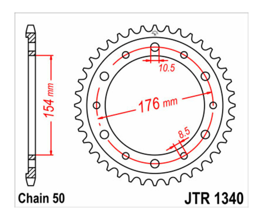 Couronne JT SPROCKETS acier standard 1340 - 530 - 1075500002