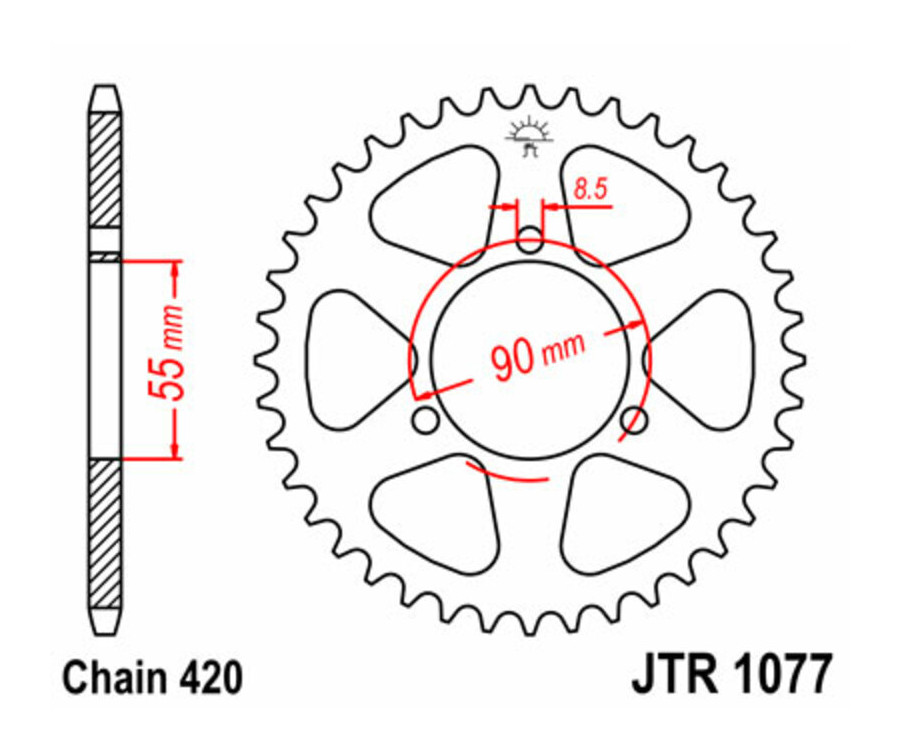 Couronne JT SPROCKETS acier standard 1077 - 420 Couronne JT SPROCKETS acier standard 1077 - 420