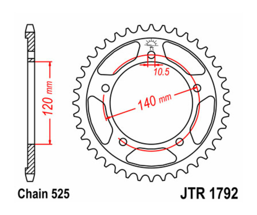 Couronne JT SPROCKETS acier standard 1792 - 525 - 1075505006