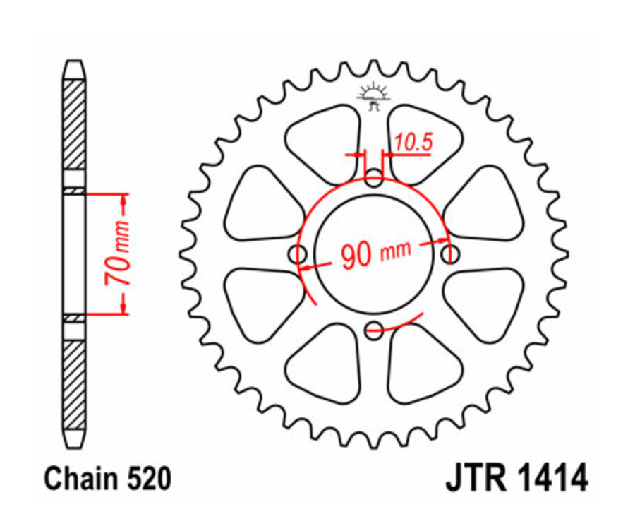 Couronne JT SPROCKETS acier standard 1414 - 520 - 1074919001