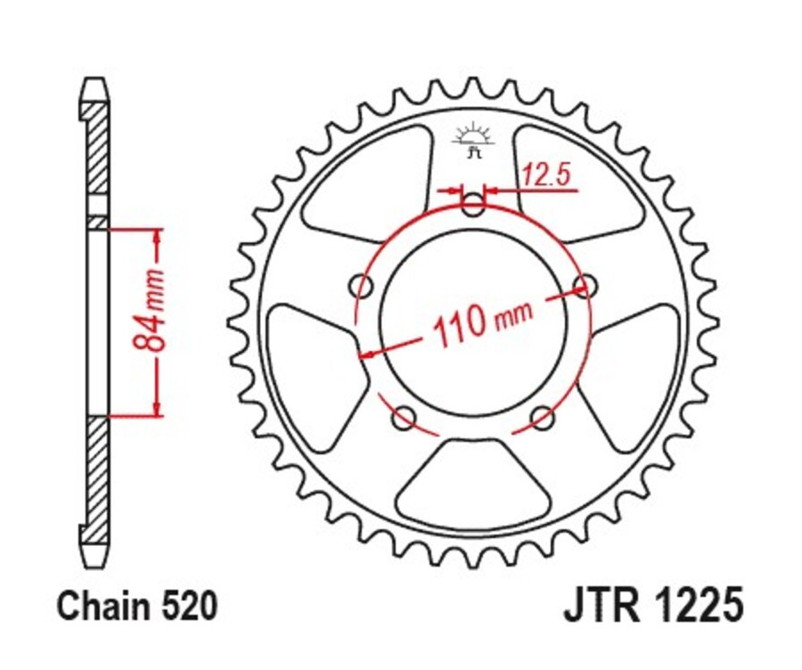 Couronne JT SPROCKETS acier standard 1225 - 520 - 1096591002