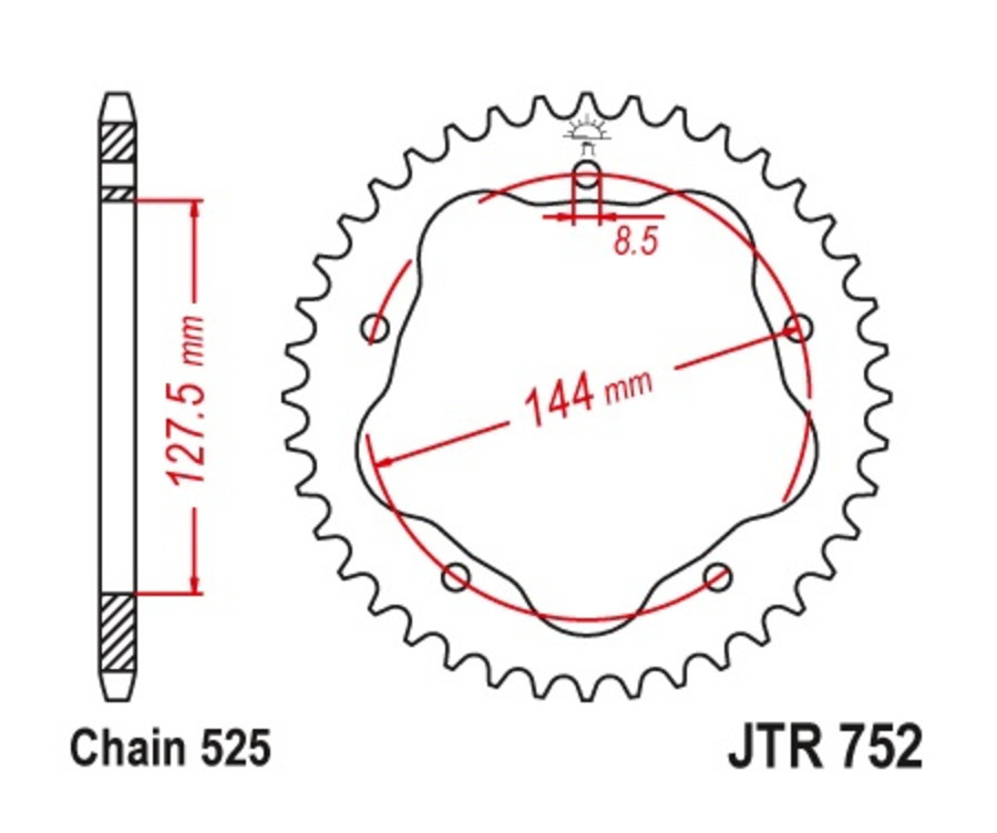 Couronne JT SPROCKETS aluminium 752 - 525 - 1075106001
