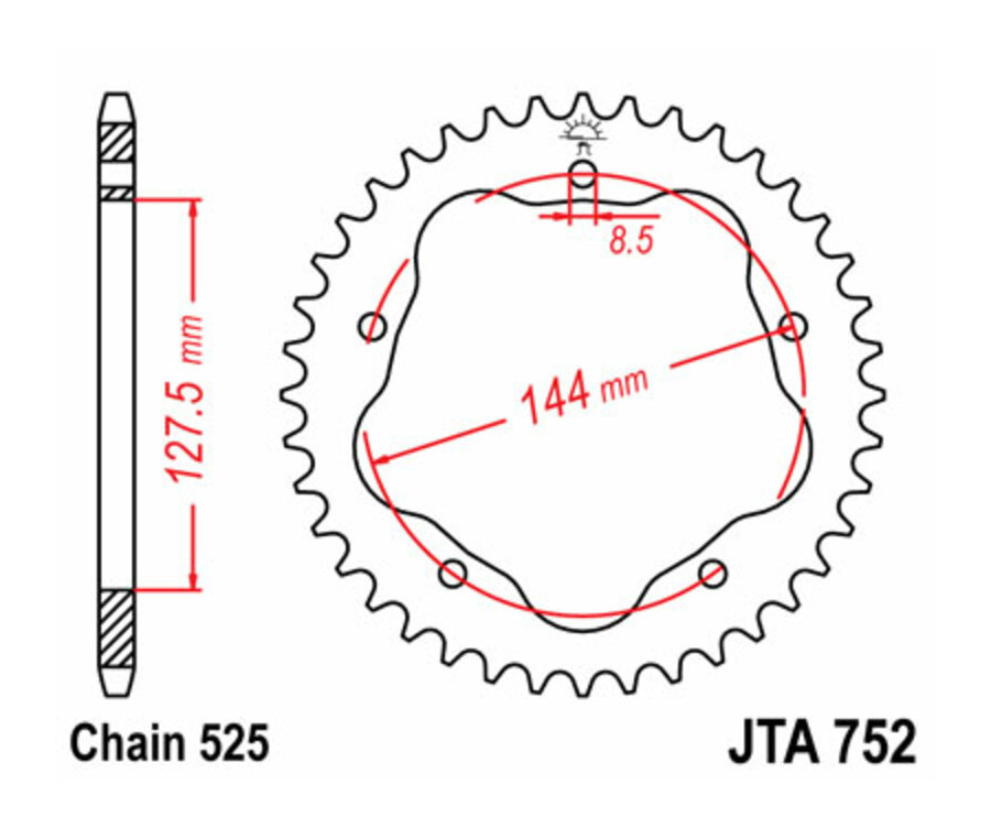 Couronne JT SPROCKETS aluminium 752 - 525 - 1075106002