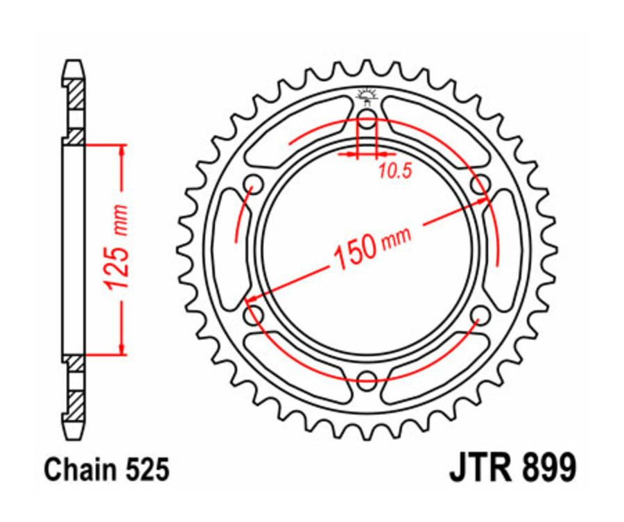 Couronne JT SPROCKETS acier standard 899 - 525 - 1075529001