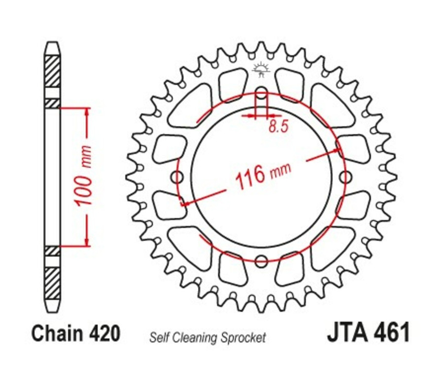 Couronne JT SPROCKETS aluminium ultra-light anti-boue 461 - 420 - 1096570002