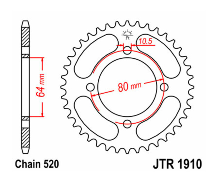 Couronne JT SPROCKETS acier standard 1910 - 520 - 1074974001