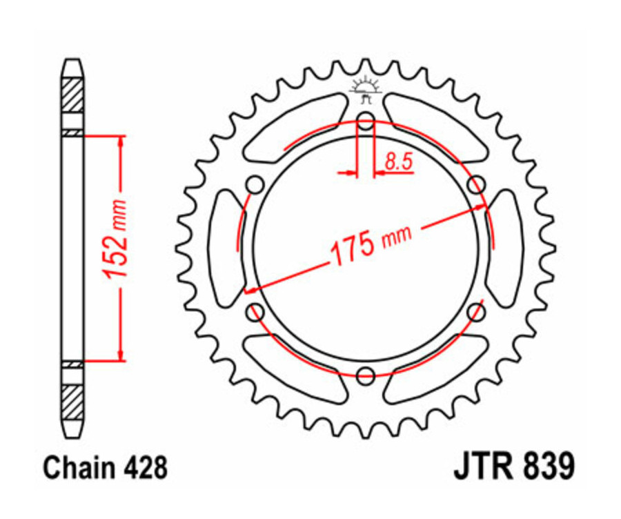 Couronne JT SPROCKETS acier standard 839 - 428 - 1075152001