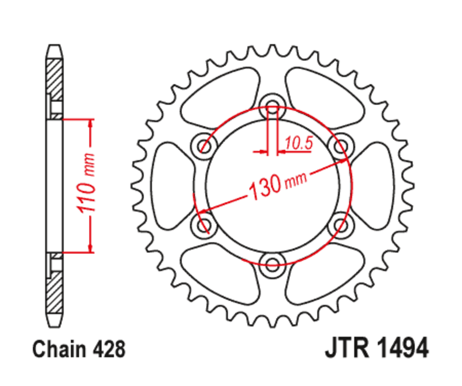 Couronne JT SPROCKETS acier standard 1494 - 428 - 1124293001