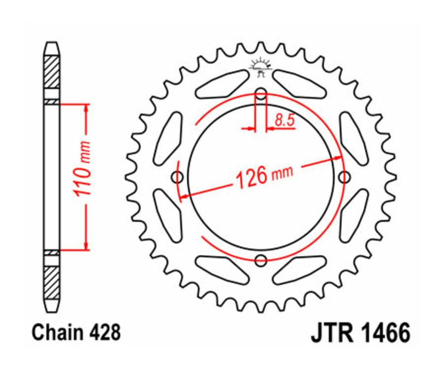 Couronne JT SPROCKETS acier standard 1466 - 428 - 1074925003