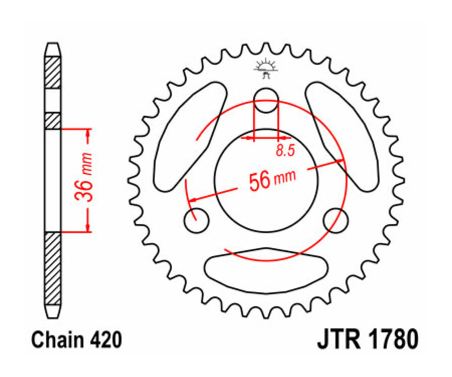 Couronne JT SPROCKETS acier standard 1780 - 420 - 1074937001