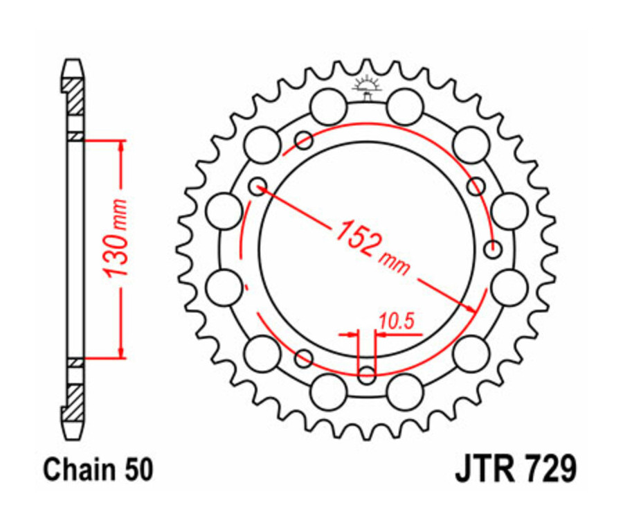 Couronne JT SPROCKETS acier standard 729 - 530 - 1075099001