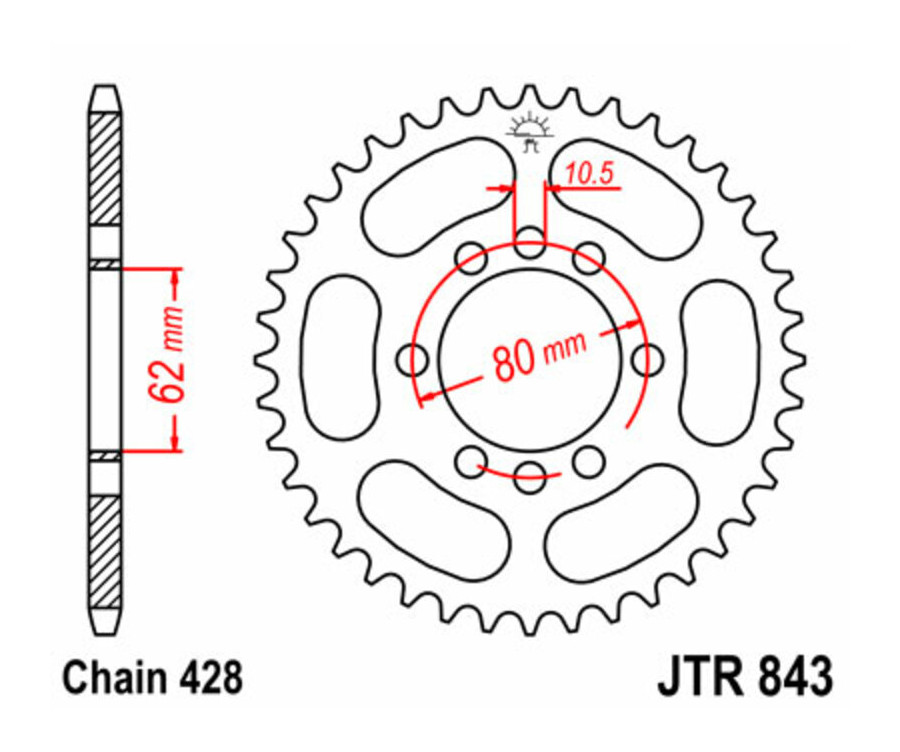 Couronne JT SPROCKETS acier standard 843 - 428 - 1075155005