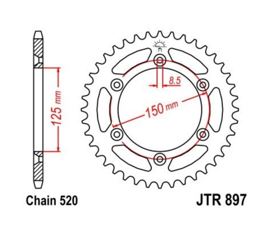 Couronne JT SPROCKETS zinc standard 897 - 520 - 1075181003