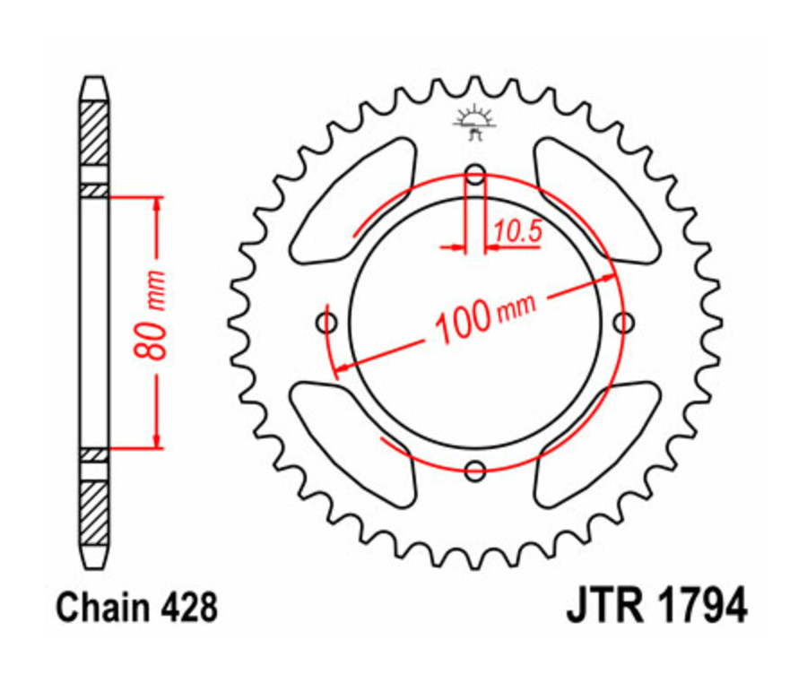 Couronne JT SPROCKETS acier standard 1794 - 428 - 1074944001