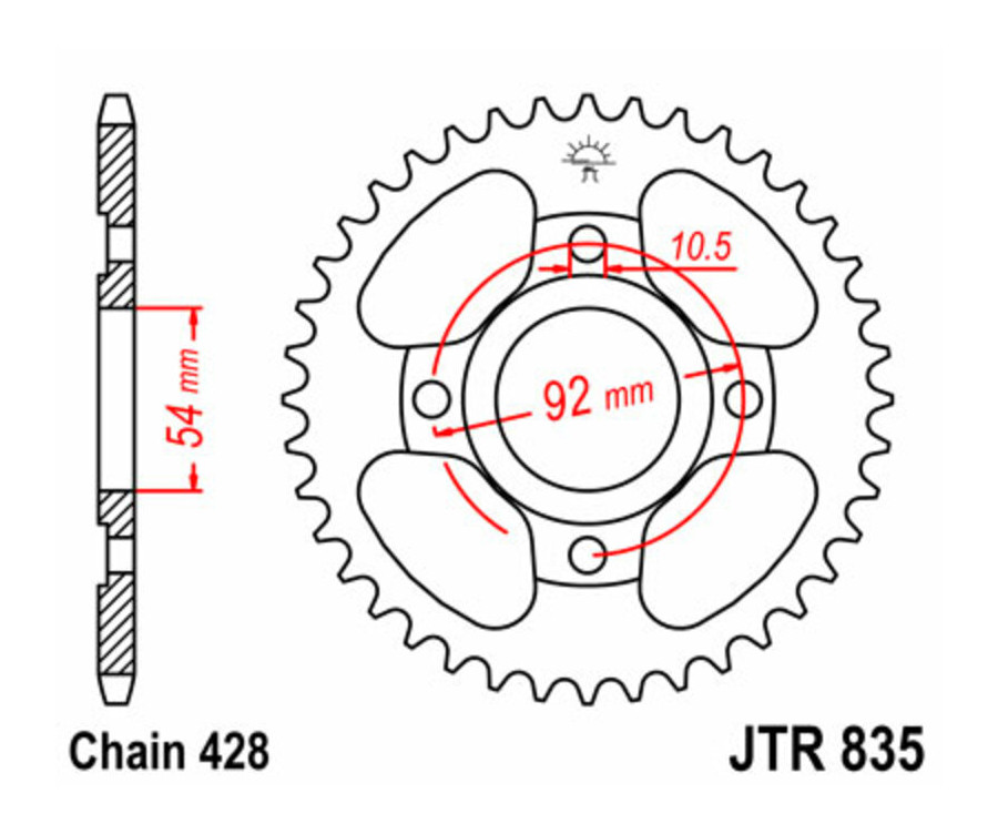 Couronne JT SPROCKETS acier standard 835 - 428 - 1075148006