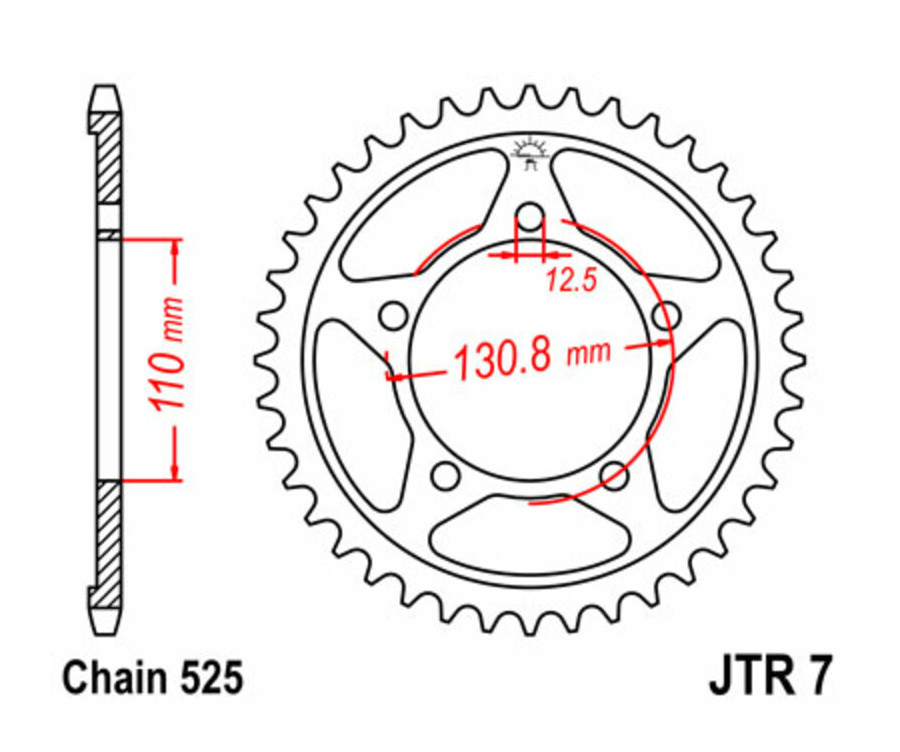 Couronne JT SPROCKETS acier standard 7 - 525 - 1075518001