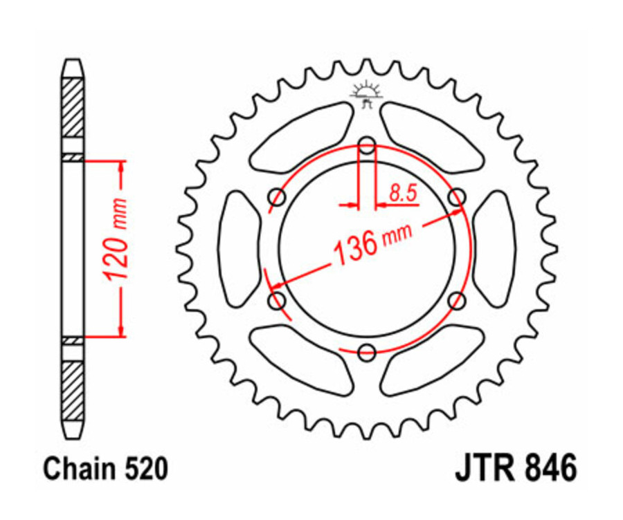 Couronne JT SPROCKETS acier standard 846 - 520 - 1075157003